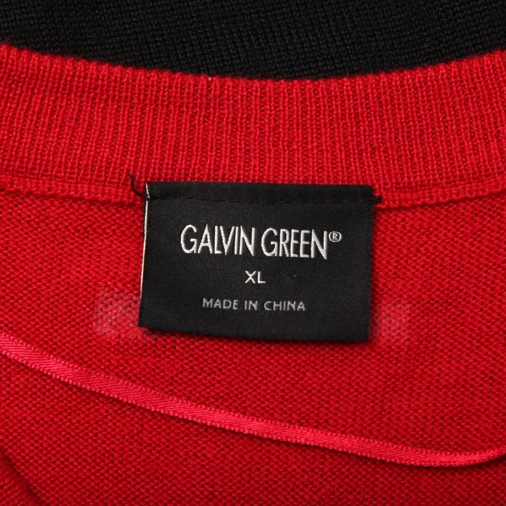 Galvin Green Sweater Vest Mens XL Red Black Stripe Knit Wool Golf Pullover - Picture 5 of 11